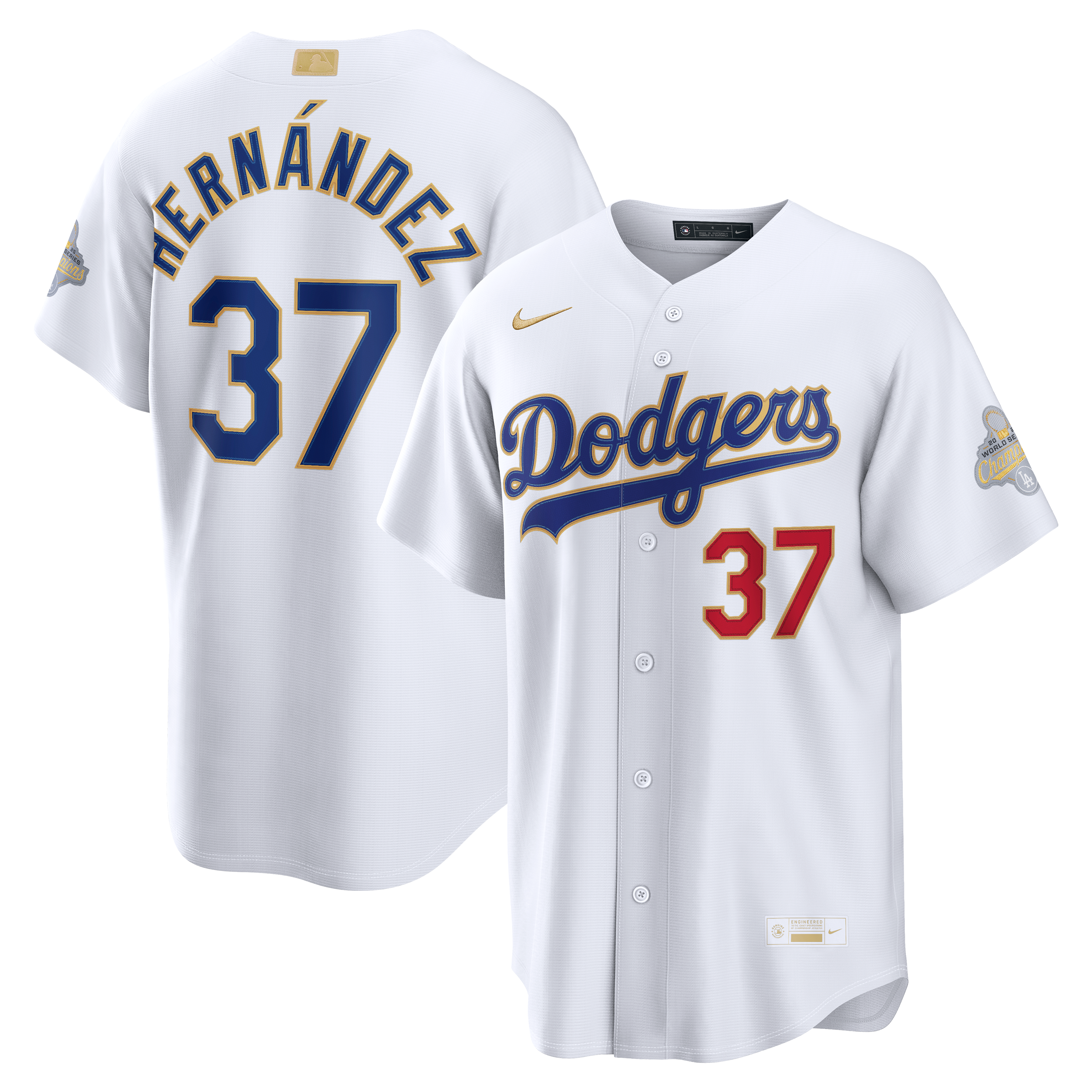 Men's Nike Teoscar Hernández White Los Angeles Dodgers 2026 Gold Collection Stadium Jersey