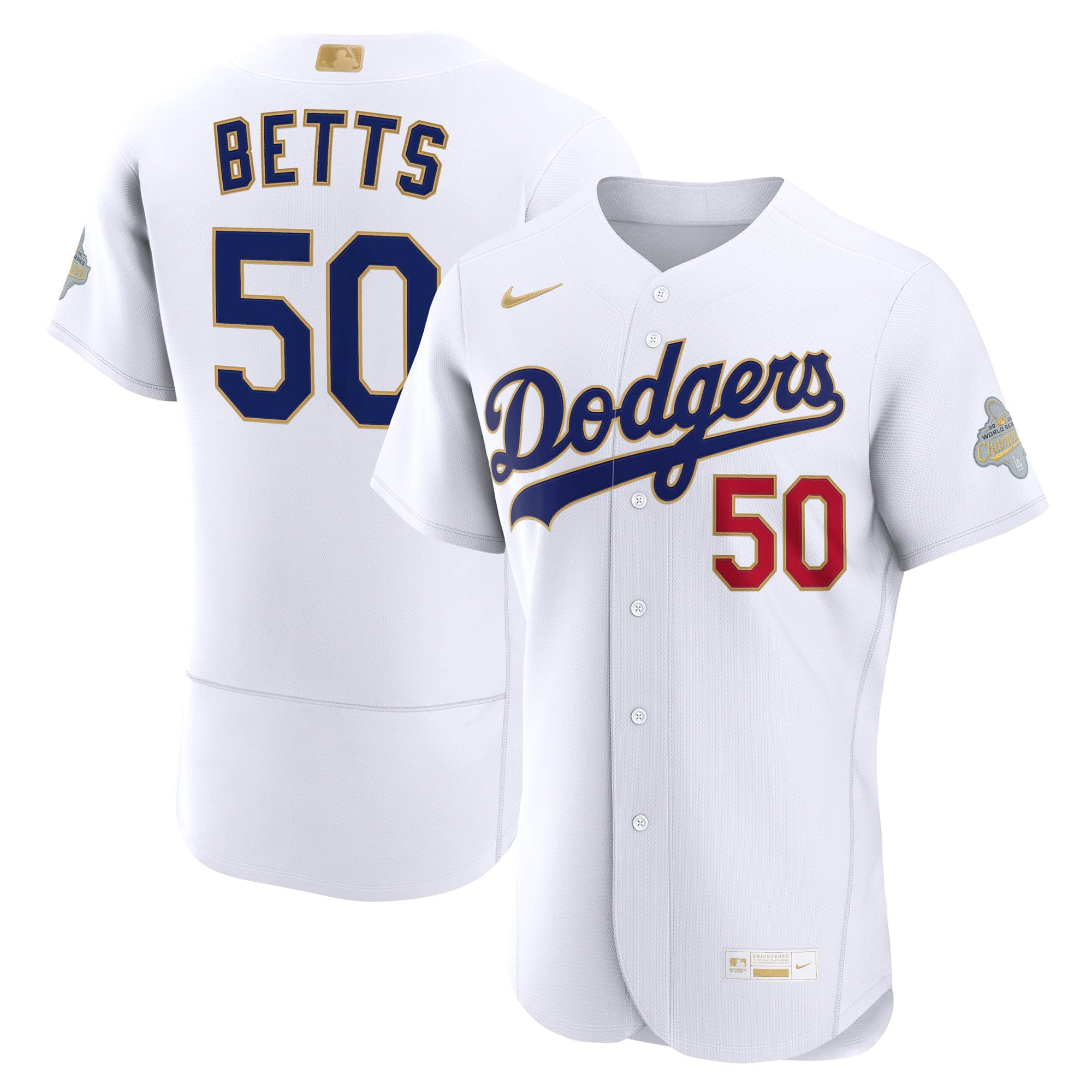 Men's Nike Mookie Betts White Los Angeles Dodgers 2026 Gold Collection Authentic Jersey