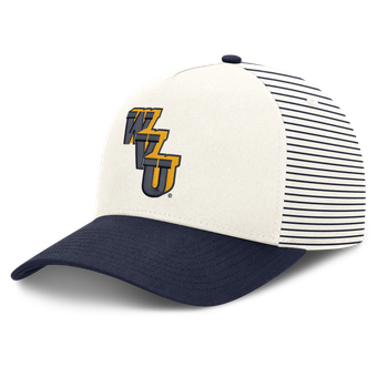 Unisex Nike  White/Navy West Virginia Mountaineers Vault Striped A-Frame Rise Adjustable Hat
