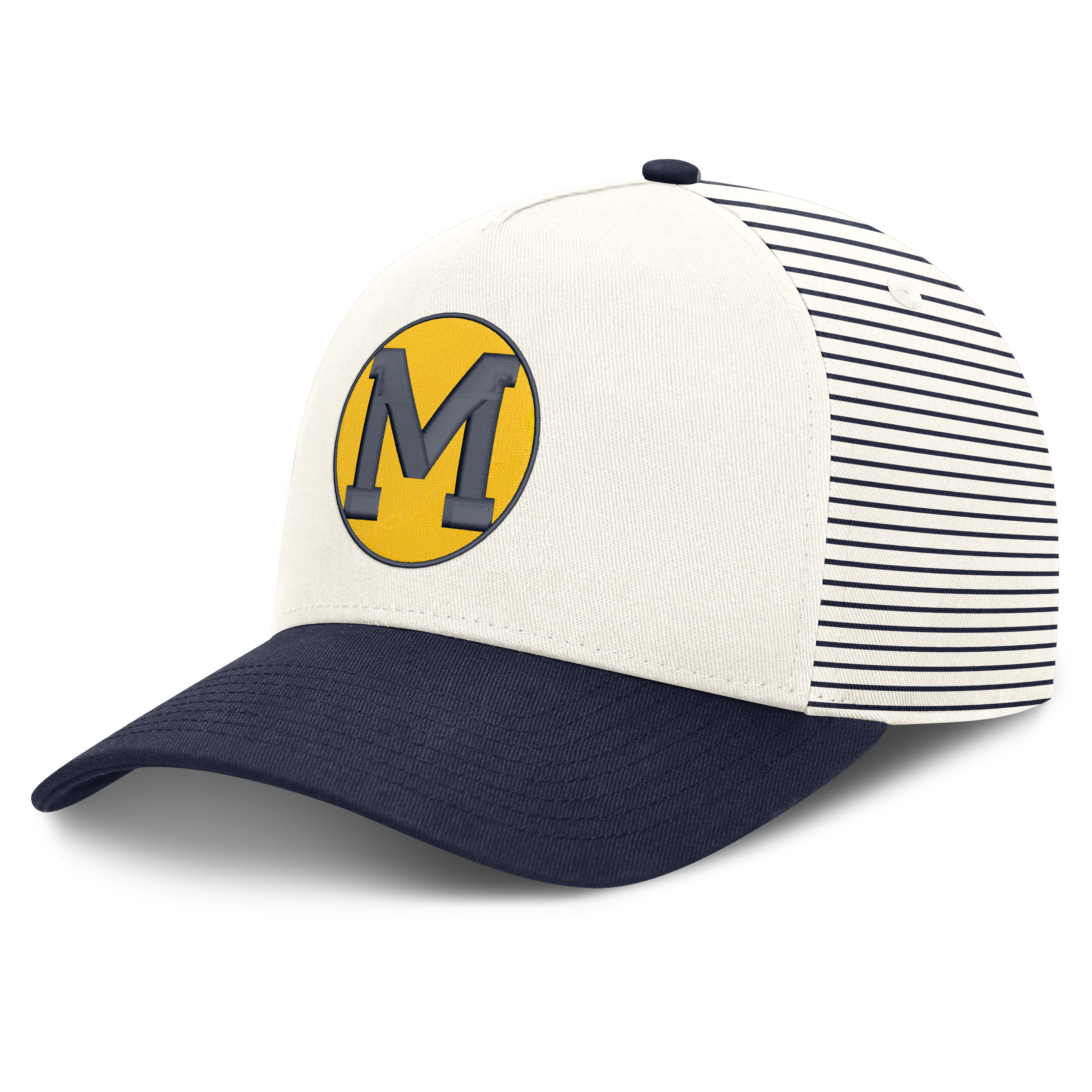 Unisex Nike White/Navy Michigan Wolverines Vault Striped A-Frame Rise Adjustable Hat
