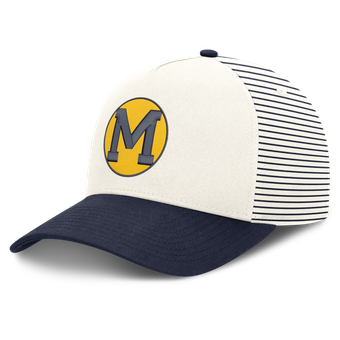 Unisex Nike  White/Navy Michigan Wolverines Vault Striped A-Frame Rise Adjustable Hat
