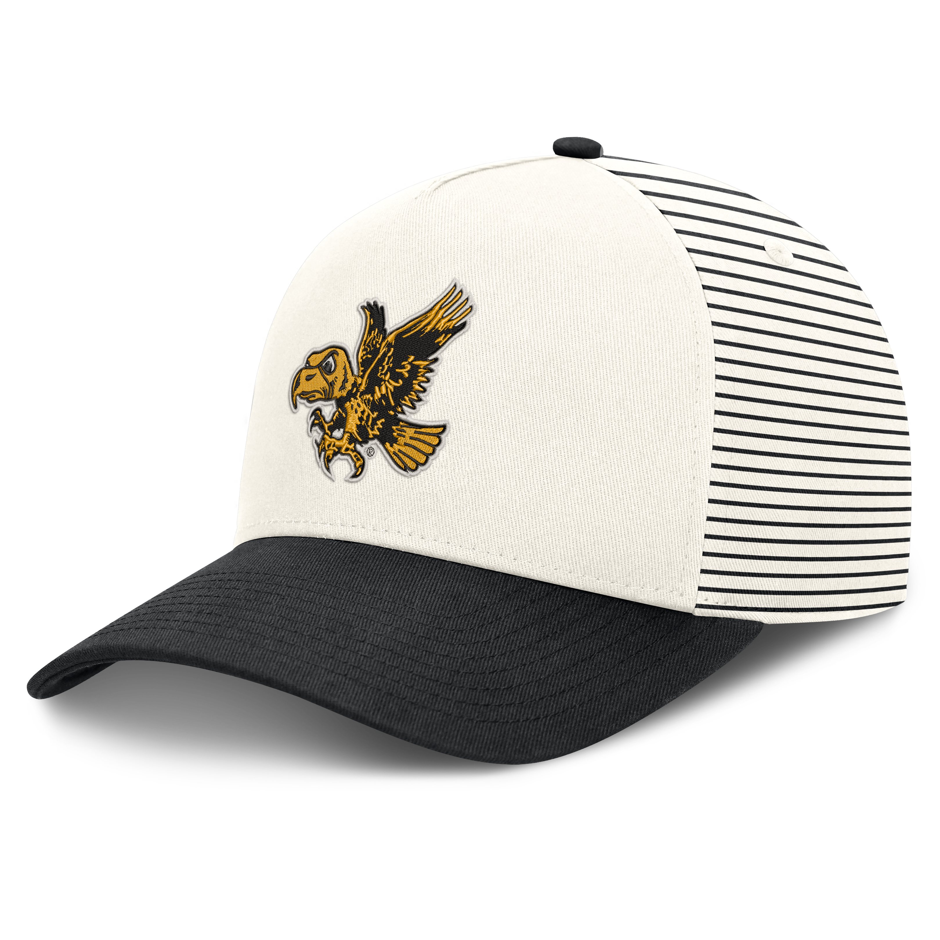 Unisex Nike  White/Black Iowa Hawkeyes Vault Striped A-Frame Rise Adjustable Hat