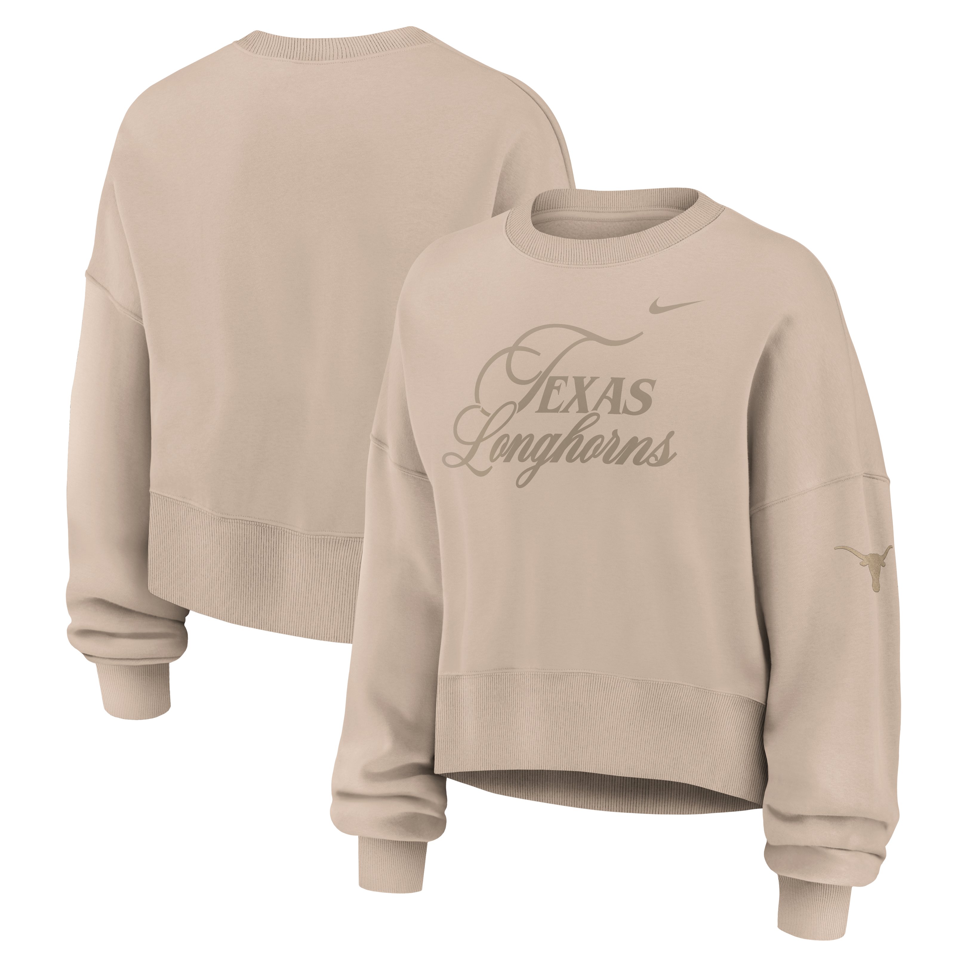 Women's Nike Tan Texas Longhorns Neutral Stance Collection Oversized Phoenix Fleece Sweatshirt
