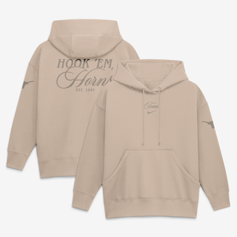 Women's Nike Tan Texas Longhorns Neutral Stance Phoenix Fleece Oversized Hoodie