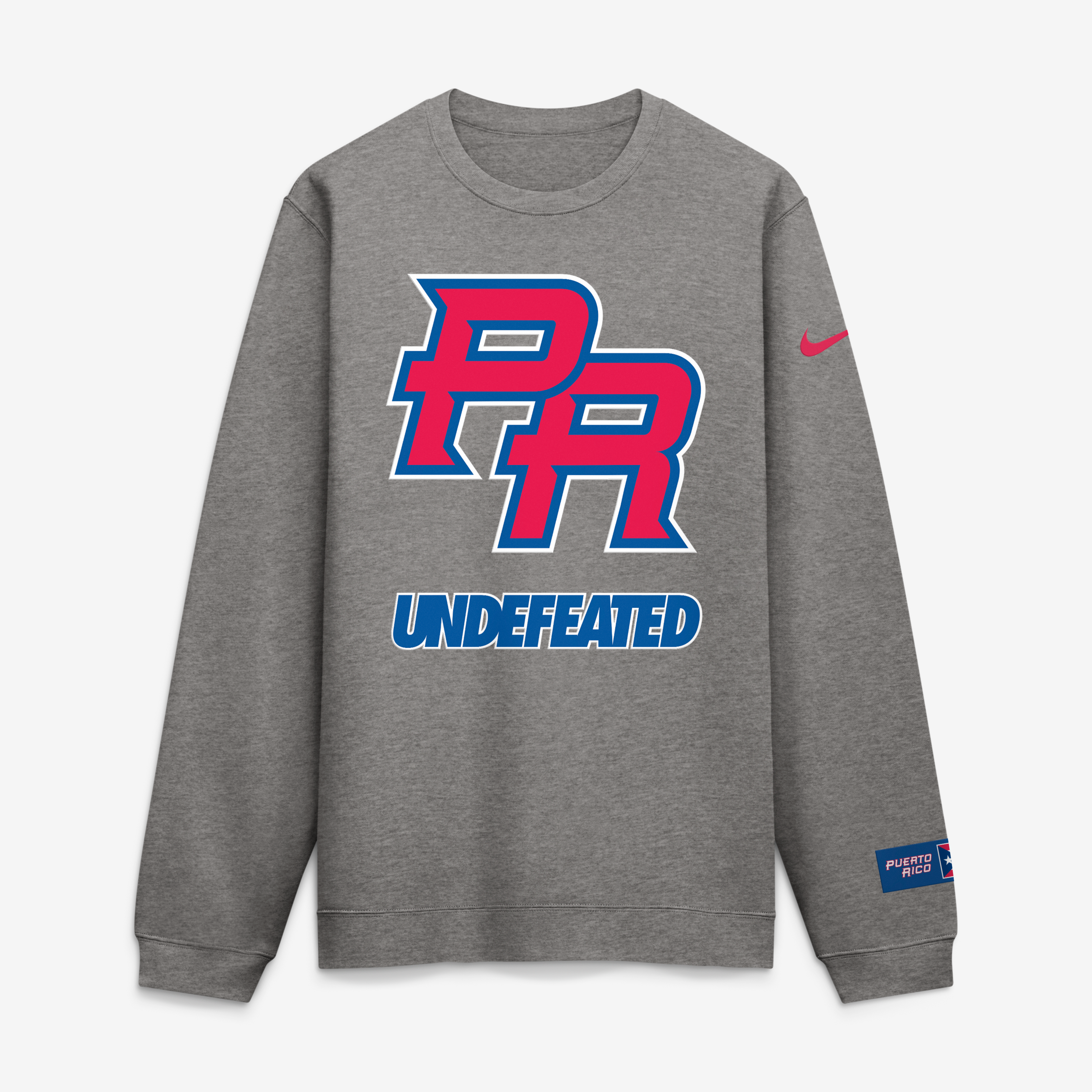 Men's Nike x Undefeated Heather Gray Puerto Rico Baseball 2026 World Baseball Classic Club Fleece Sweatshirt