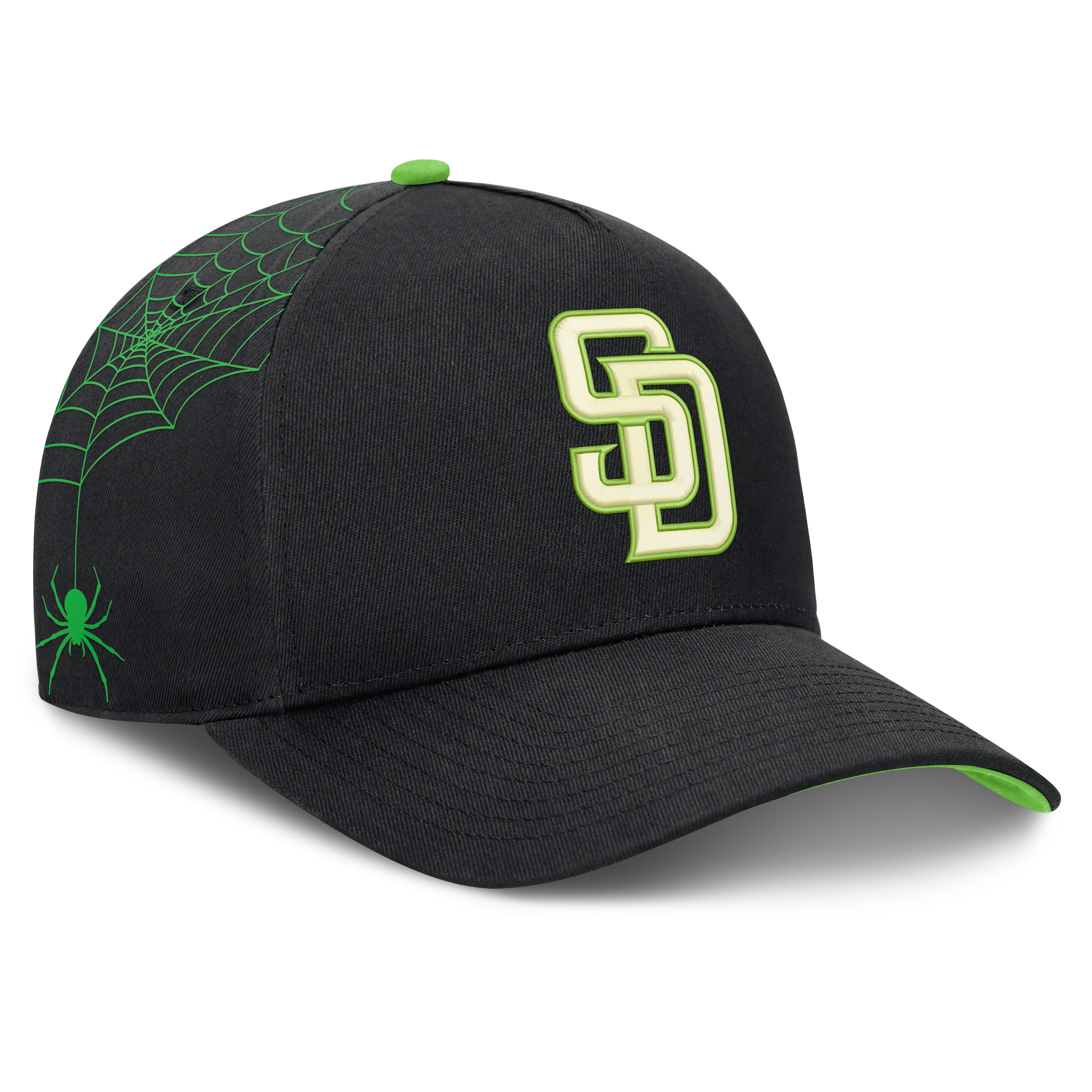 Men's Nike  Black San Diego Padres Halloween Glow in the Dark Rise Dri-FIT A-Frame Adjustable Hat
