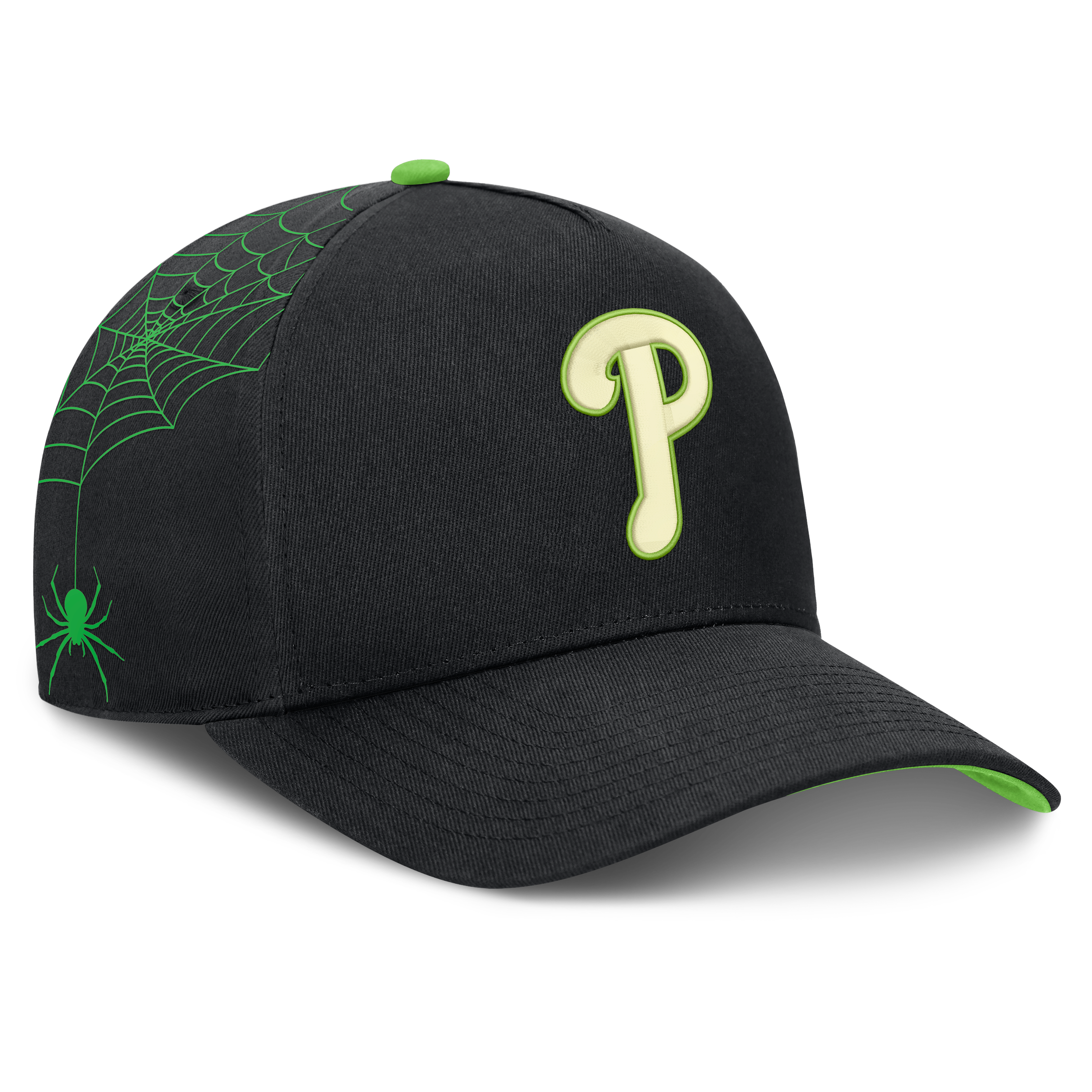 Men's Nike Black Philadelphia Phillies Halloween Glow in the Dark Rise Dri-FIT A-Frame Adjustable Hat