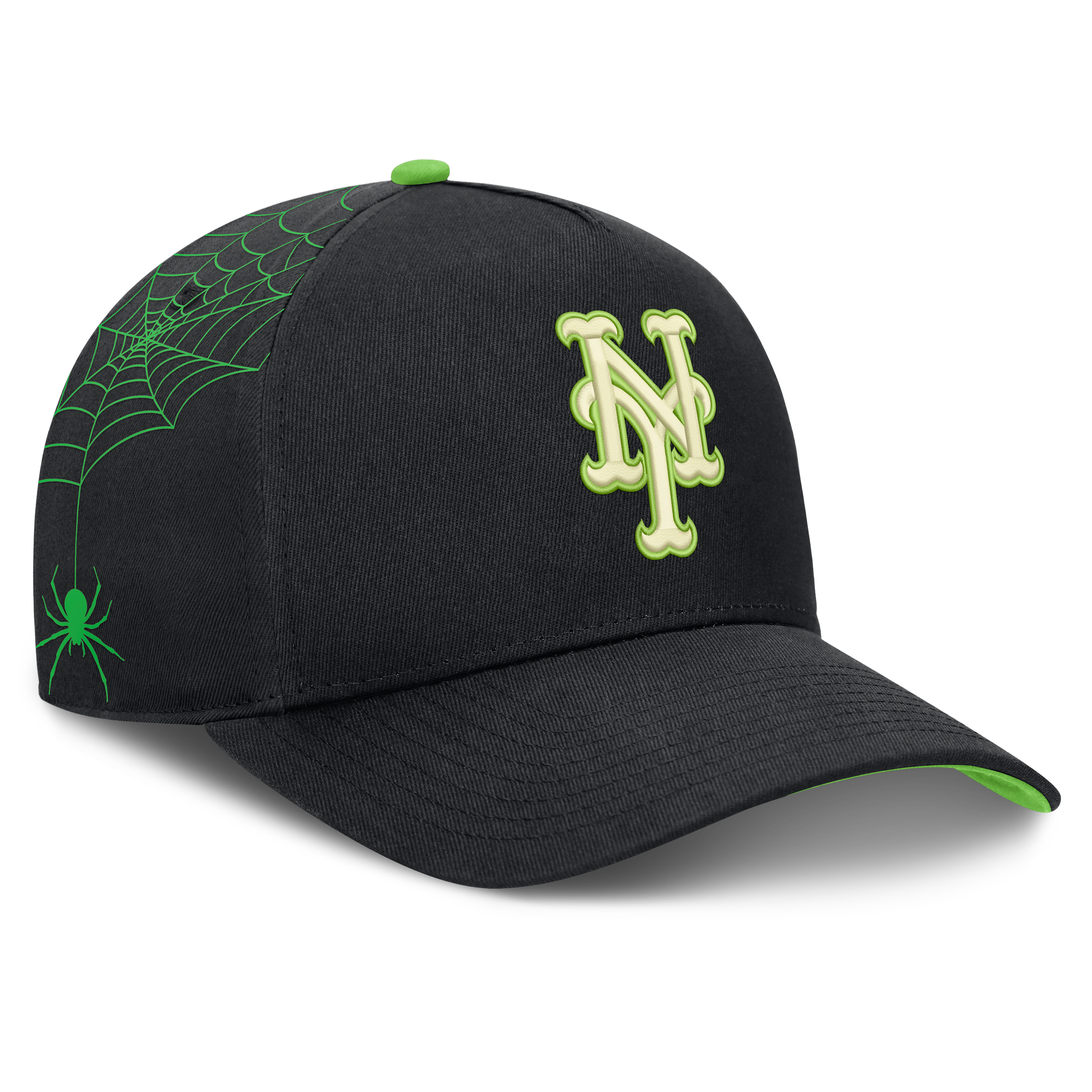 Men's Nike  Black New York Mets Halloween Glow in the Dark Rise Dri-FIT A-Frame Adjustable Hat