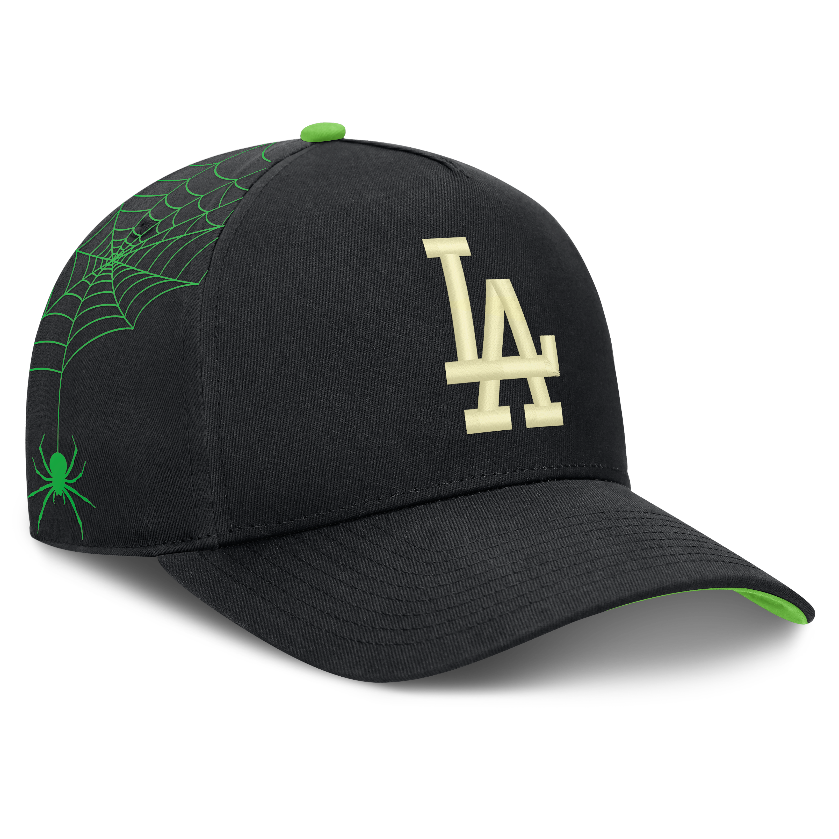 Men's Nike  Black Los Angeles Dodgers Halloween Glow in the Dark Rise Dri-FIT A-Frame Adjustable Hat