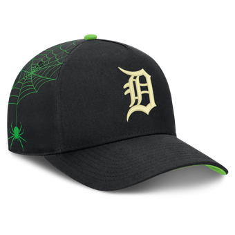 Men's Nike  Black Detroit Tigers Halloween Glow in the Dark Rise Dri-FIT A-Frame Adjustable Hat