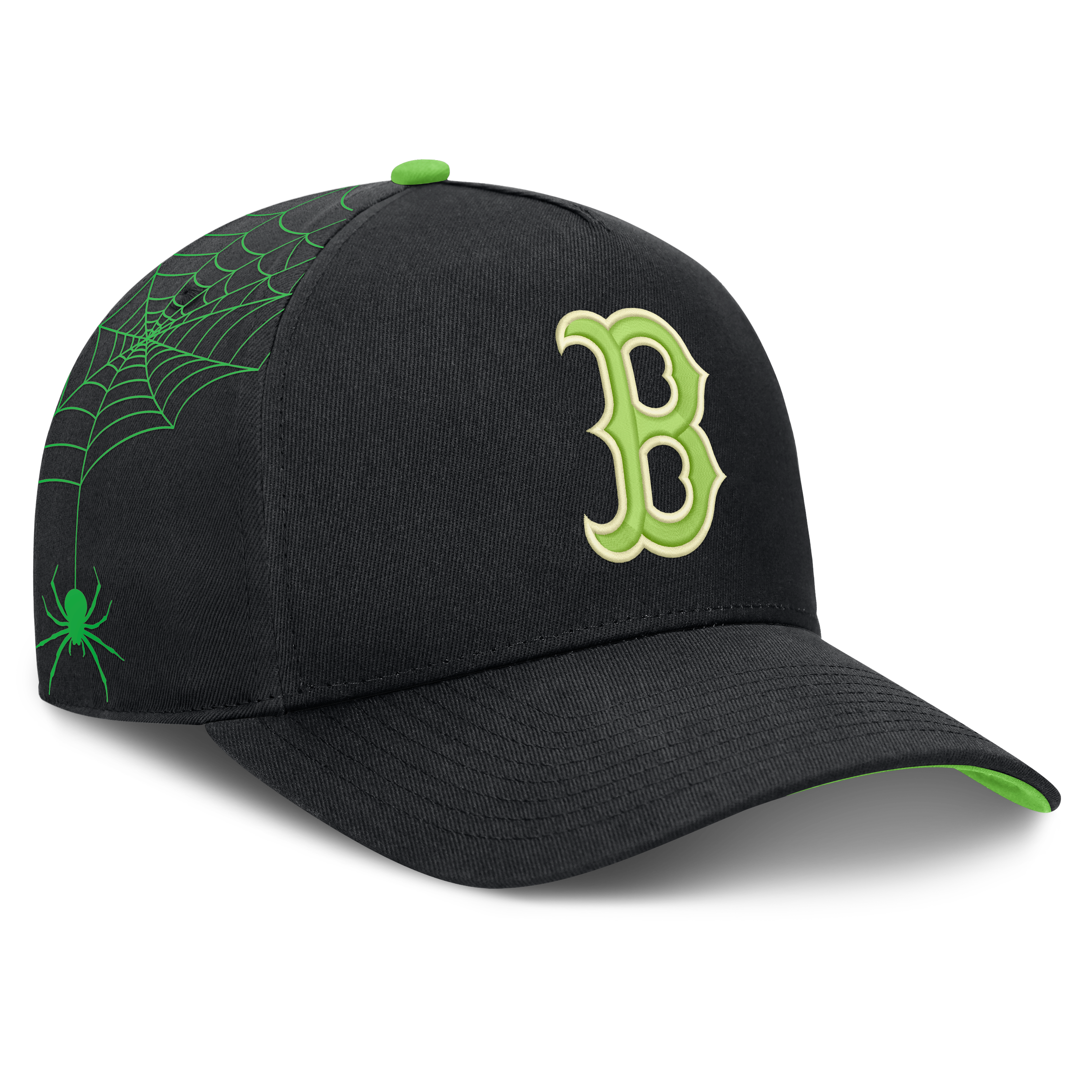 Men's Nike  Black Boston Red Sox Halloween Glow in the Dark Rise Dri-FIT A-Frame Adjustable Hat