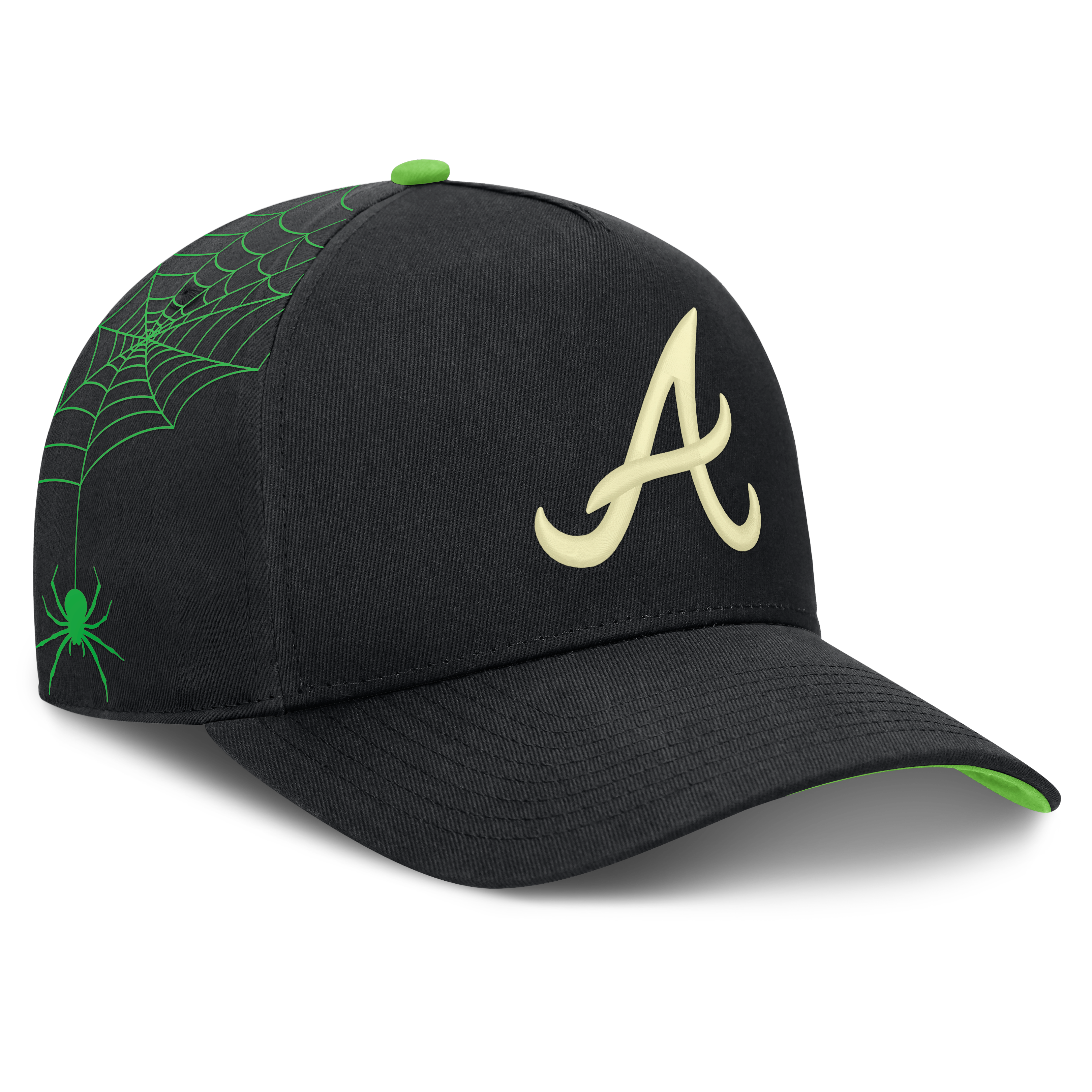 Men's Nike  Black Atlanta Braves Halloween Glow in the Dark Rise Dri-FIT A-Frame Adjustable Hat