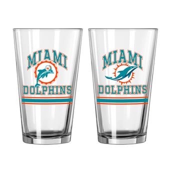 Miami Dolphins 16oz. Pint Glass Two Pack