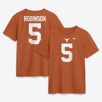 Men's Nike Bijan Robinson Texas Orange Texas Longhorns Name & Number T-Shirt