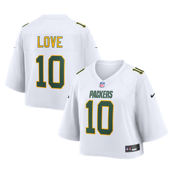 Women's Nike Jordan Love White Green Bay Packers Cropped Fashion Game Jersey
