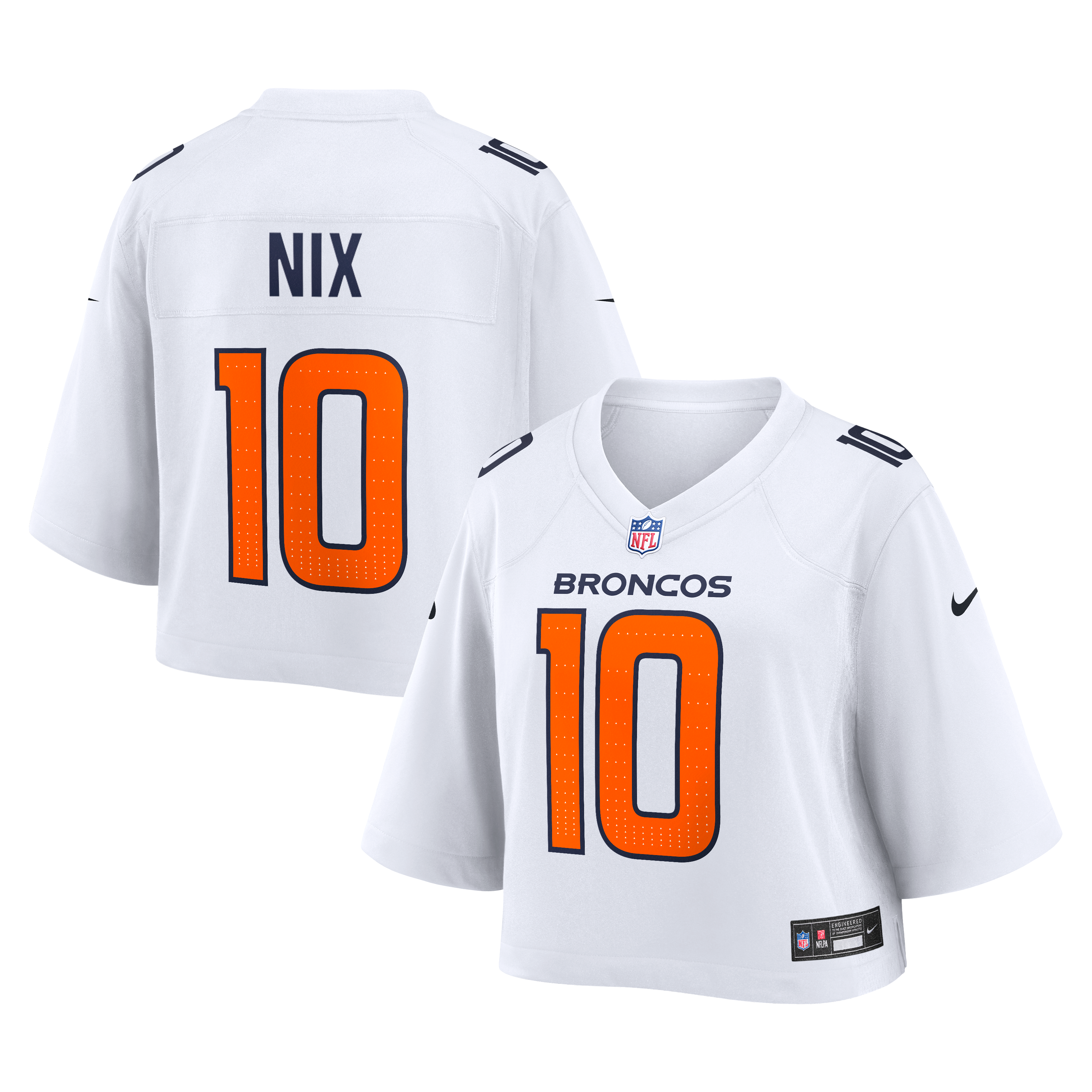 Women's Nike Bo Nix White Denver Broncos Cropped Fashion Game Jersey