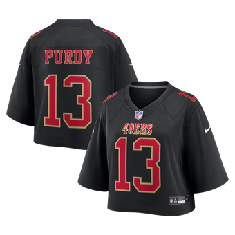 Women's Nike Brock Purdy Black San Francisco 49ers Cropped Fashion Game Jersey