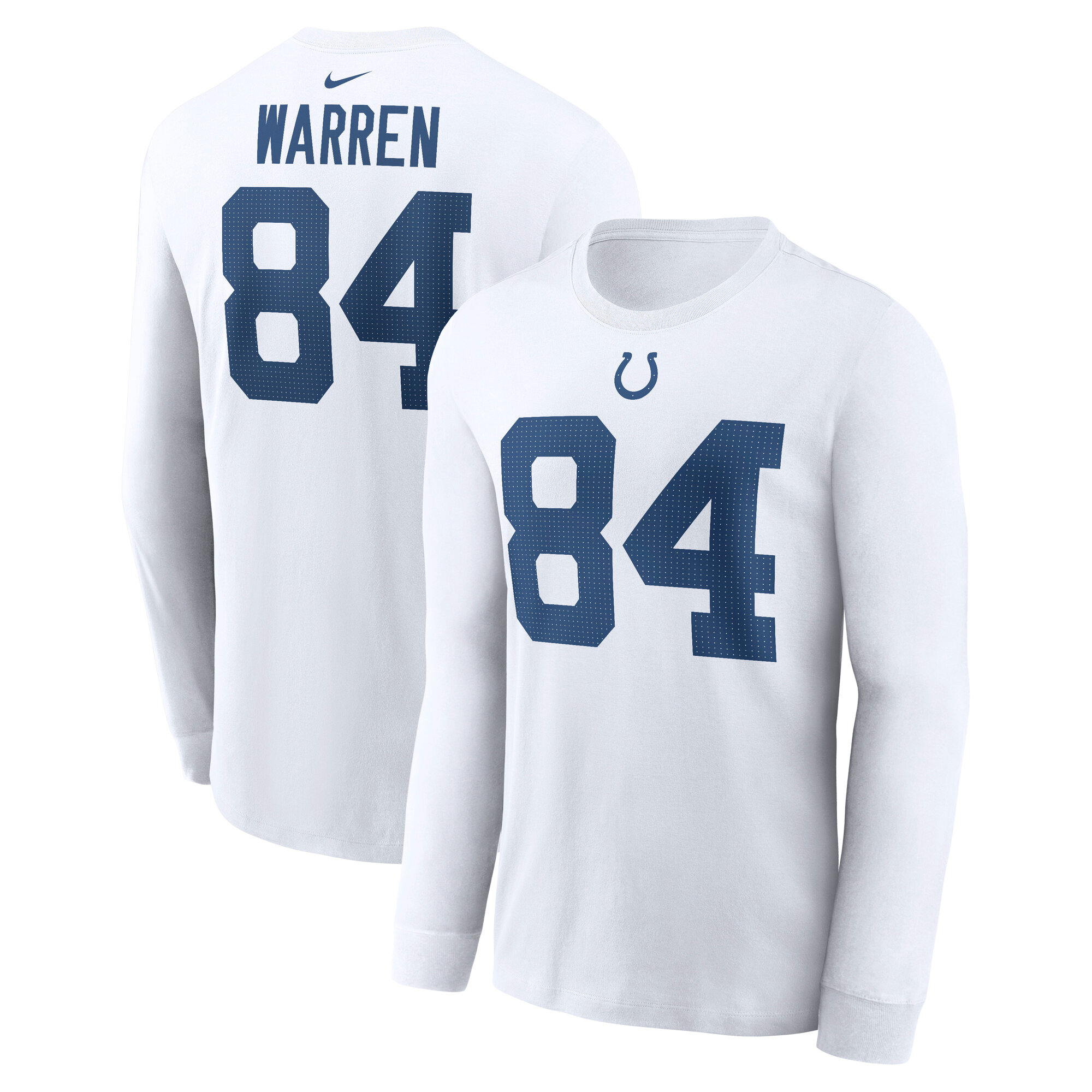 Nike Men's Tyler Warren White Indianapolis Colts Name & Number Long-Sleeve T-Shirt - White