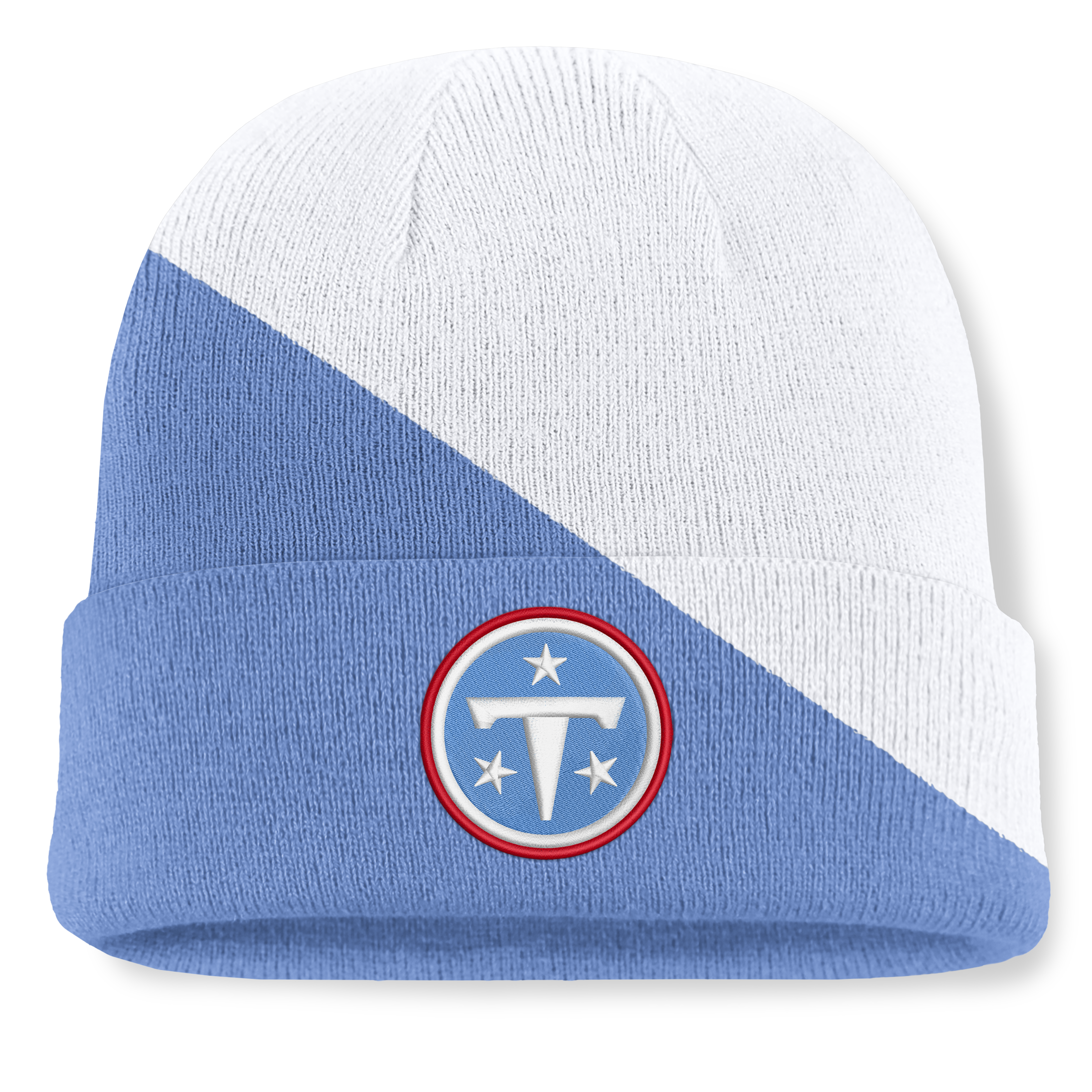 Men's Fanatics White/Light Blue Tennessee Titans Tilt Cuffed Knit Hat