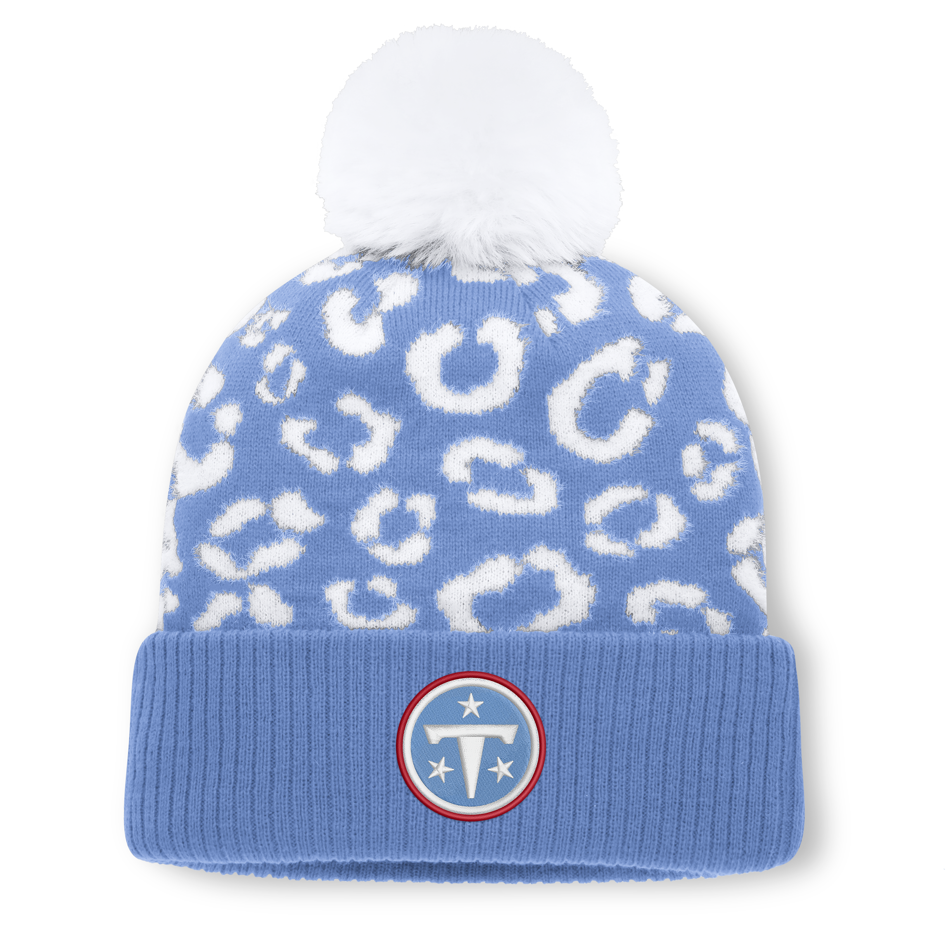 Women's Fanatics Light Blue Tennessee Titans Blur Cuffed Knit Hat with Pom