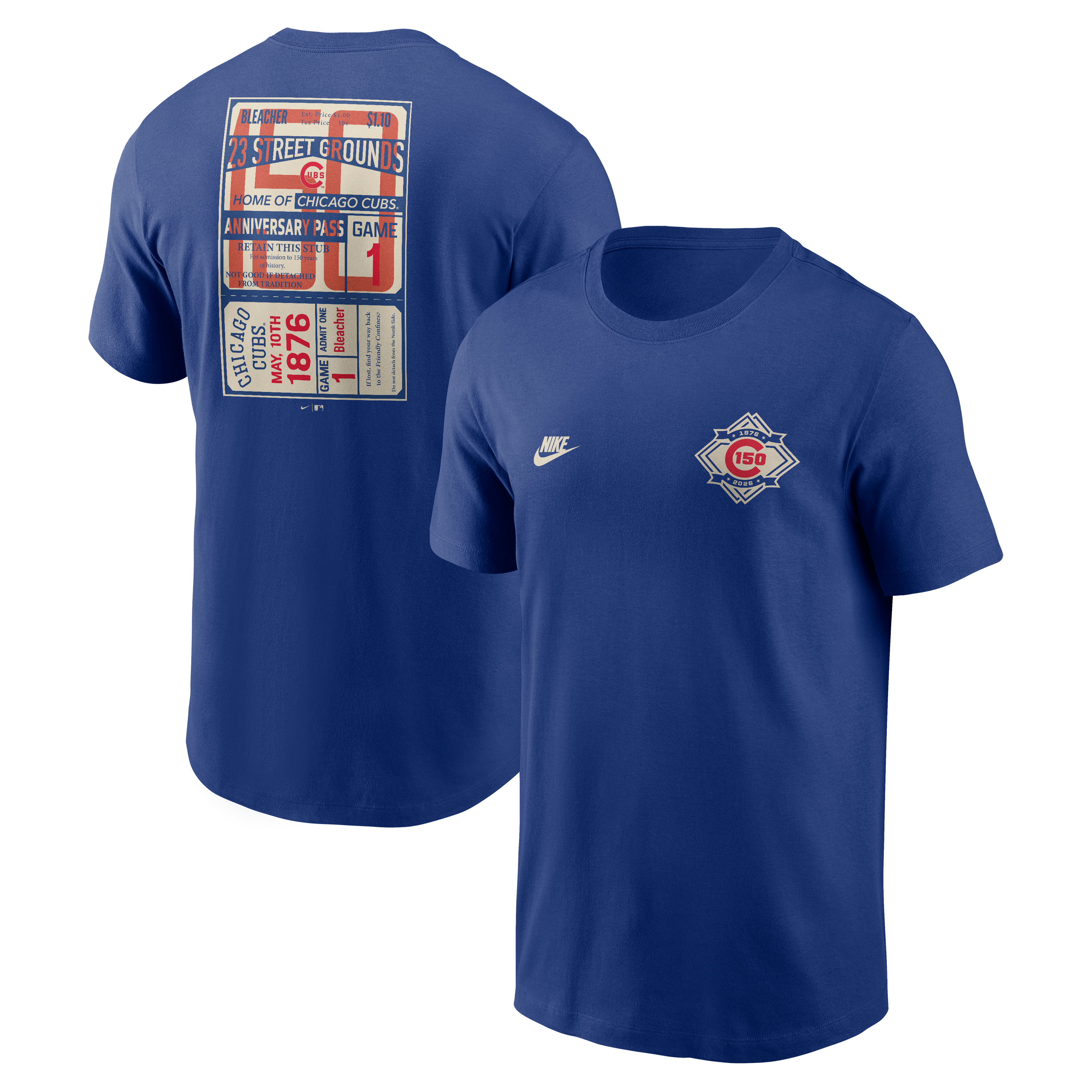 Men's Nike  Royal Chicago Cubs 150th Anniversary T-Shirt