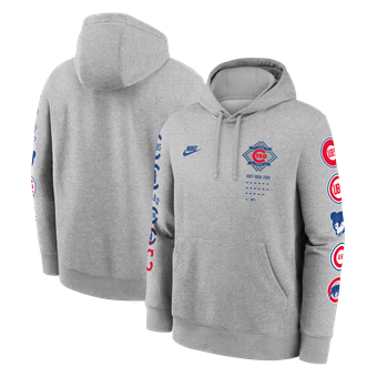 Men's Nike  Heather Gray Chicago Cubs 150th Anniversary Club Hoodie