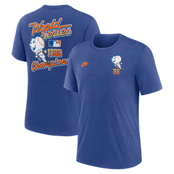 Men's Nike  Heather Royal New York Mets World Series 40th Anniversary Tri-Blend T-Shirt