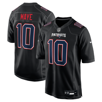 Men's Nike Drake Maye Carbon Black New England Patriots Game Jersey