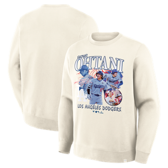 Men's Fanatics Shohei Ohtani Cream Los Angeles Dodgers Montage Legacy Sweatshirt