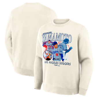 Men's Fanatics Yoshinobu Yamamoto Cream Los Angeles Dodgers Montage Legacy Sweatshirt