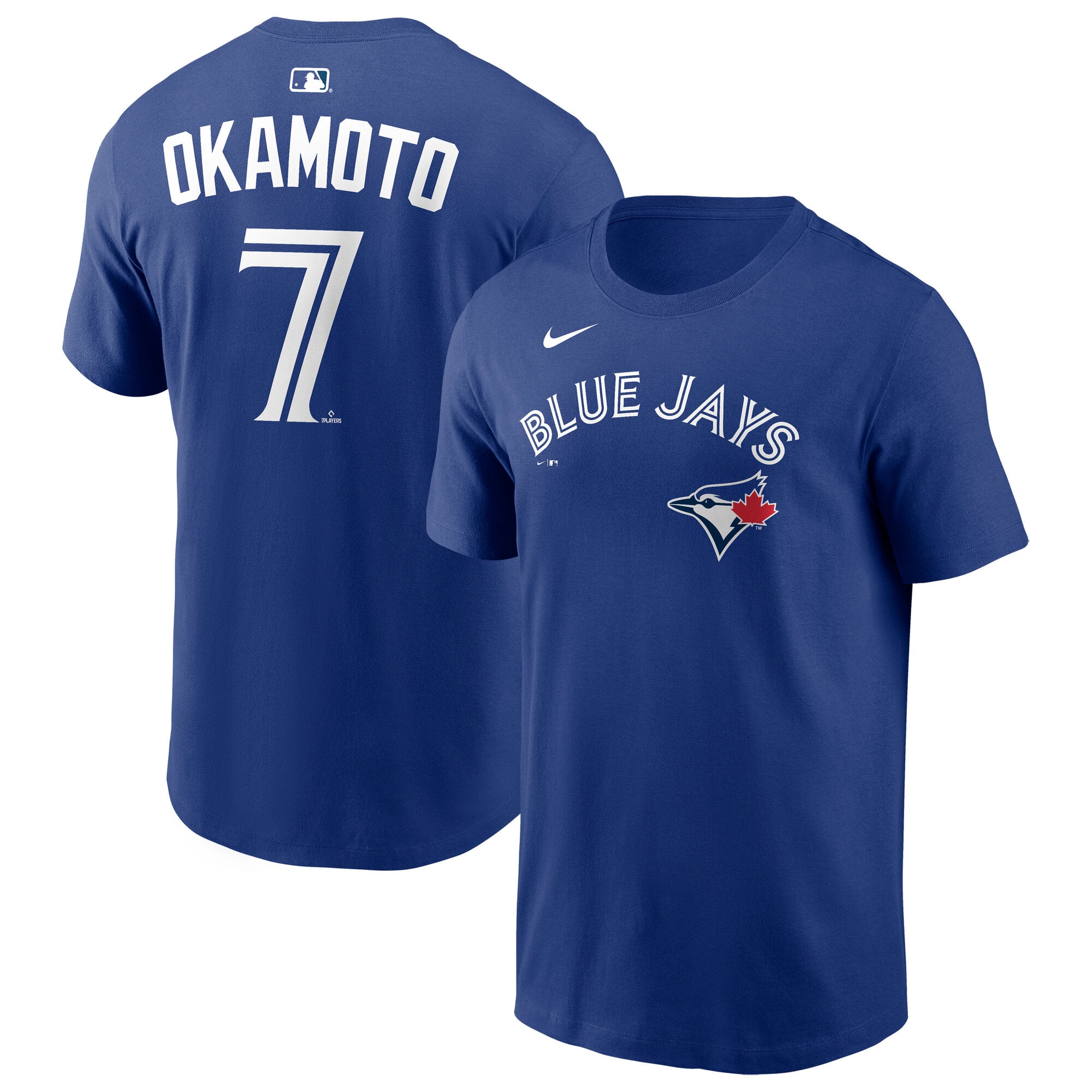 Men's Nike Kazuma Okamoto Royal Toronto Blue Jays Name & Number T-Shirt
