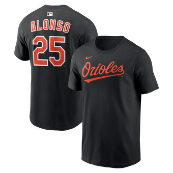 Men's Nike Pete Alonso Black Baltimore Orioles Name & Number T-Shirt