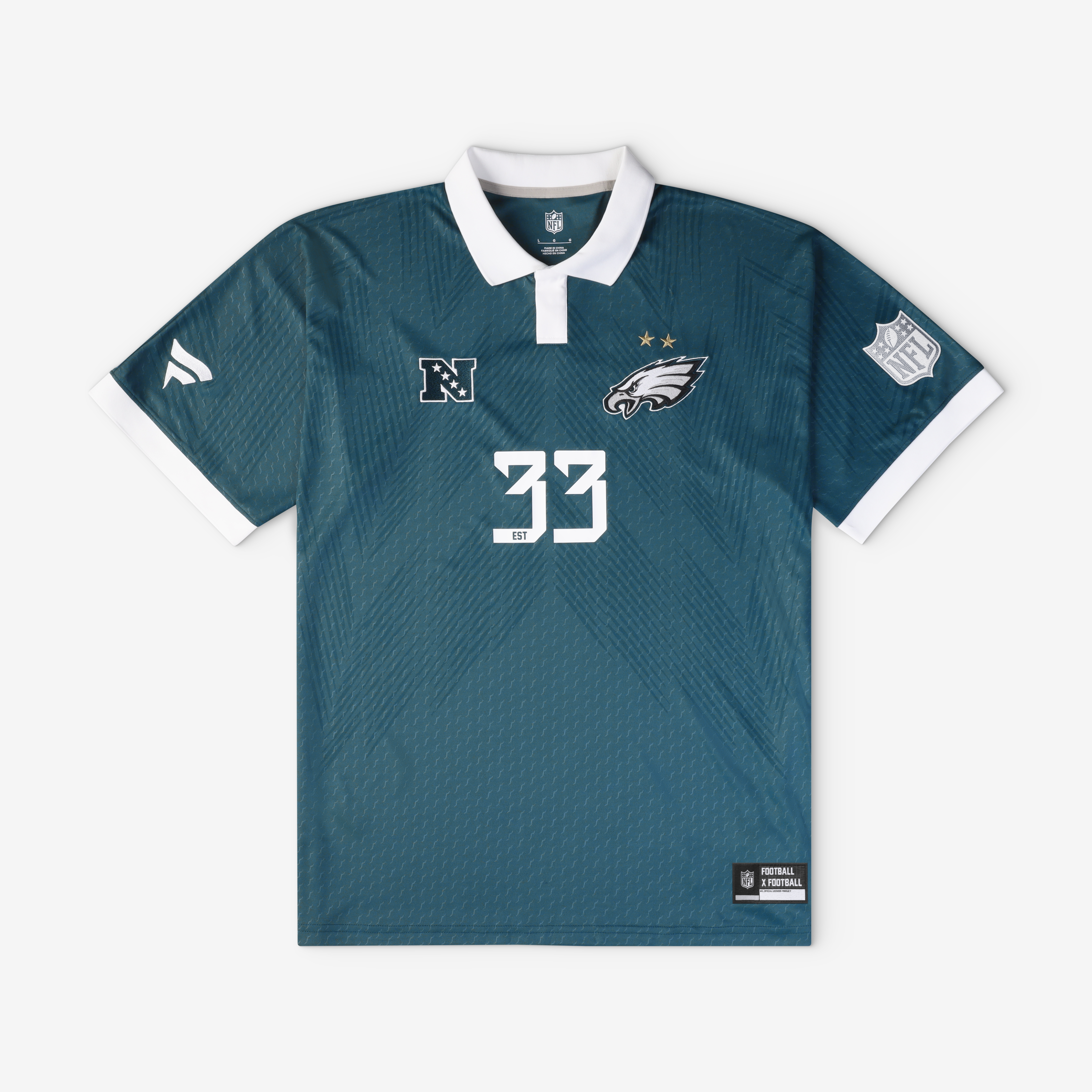 Men's Fanatics Midnight Green Philadelphia Eagles Football x Football Collared Fan Top