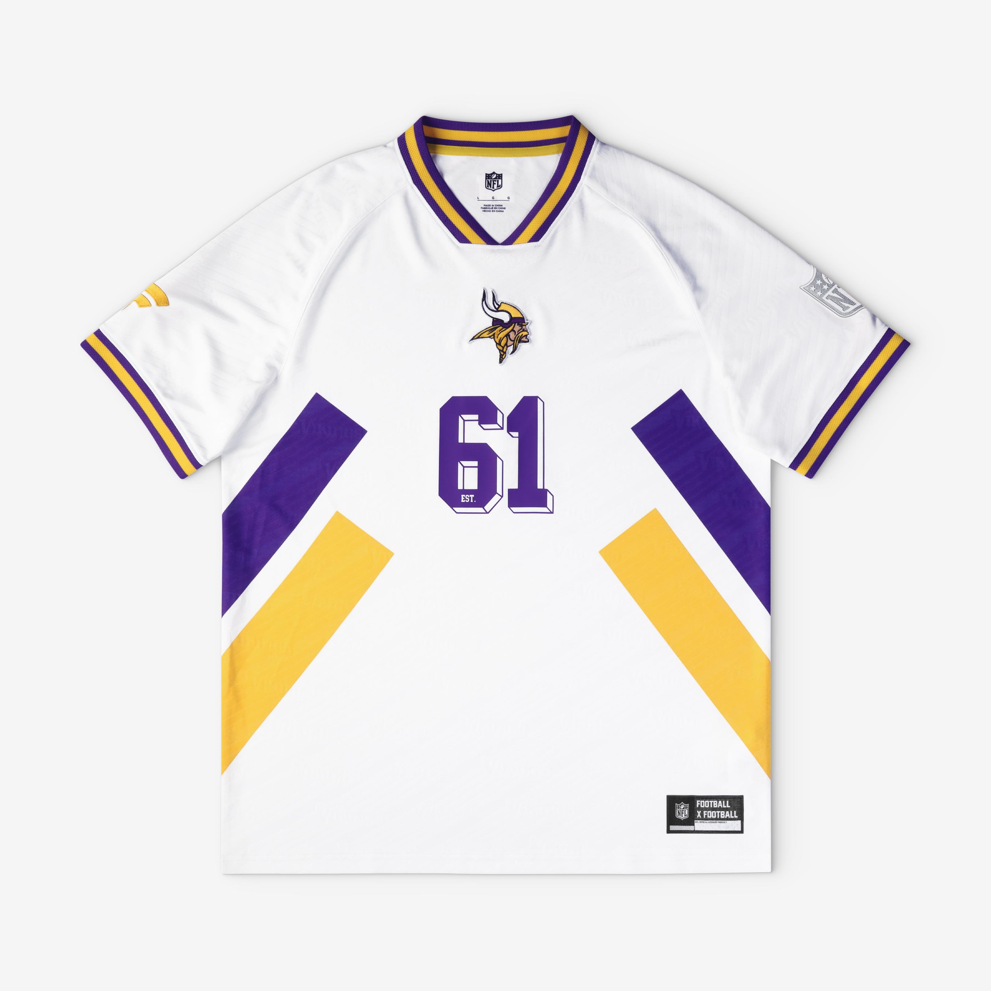 Men's Fanatics White Minnesota Vikings Football x Football V-Neck Fan Top