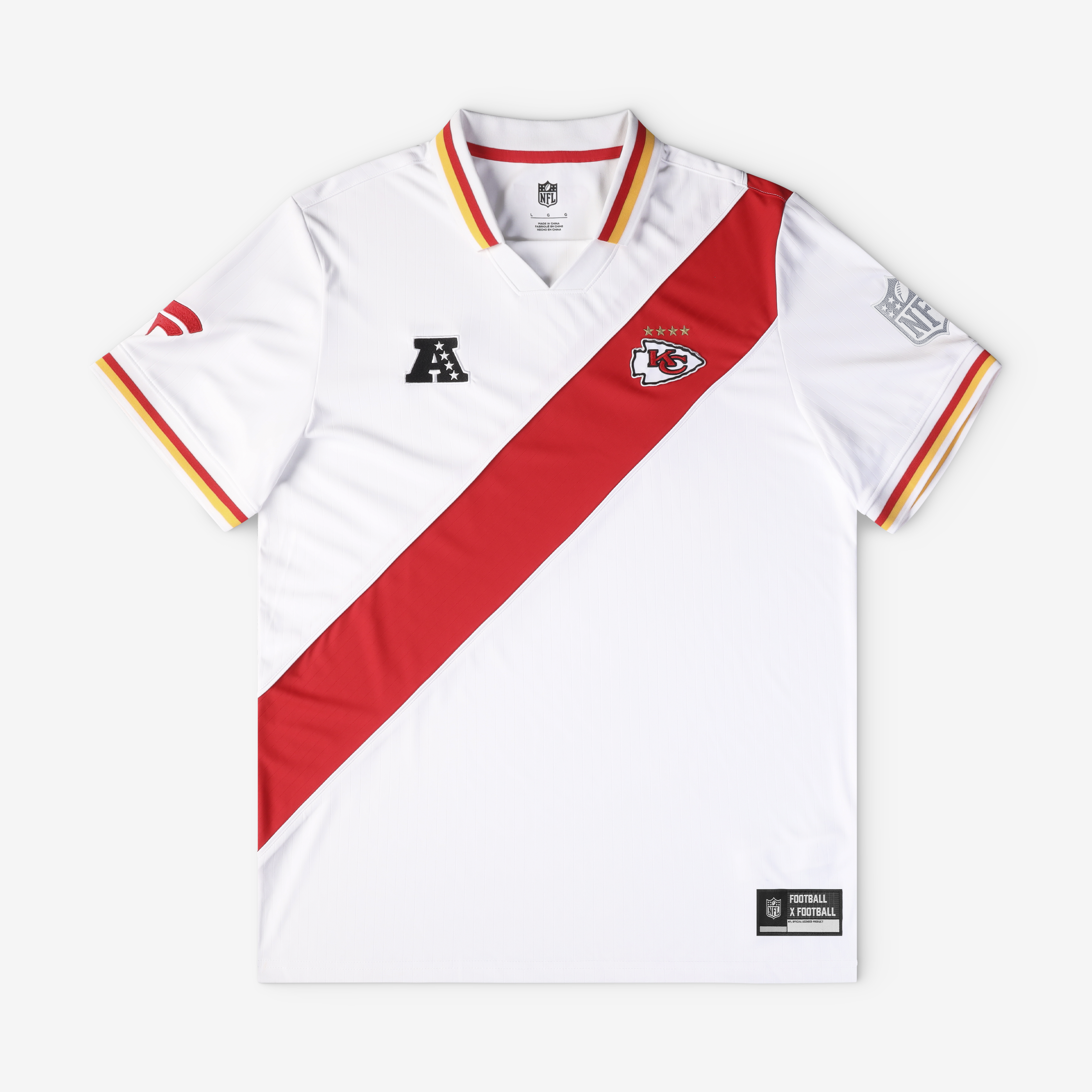 Men's Fanatics White Kansas City Chiefs Football x Football Collared Fan Top
