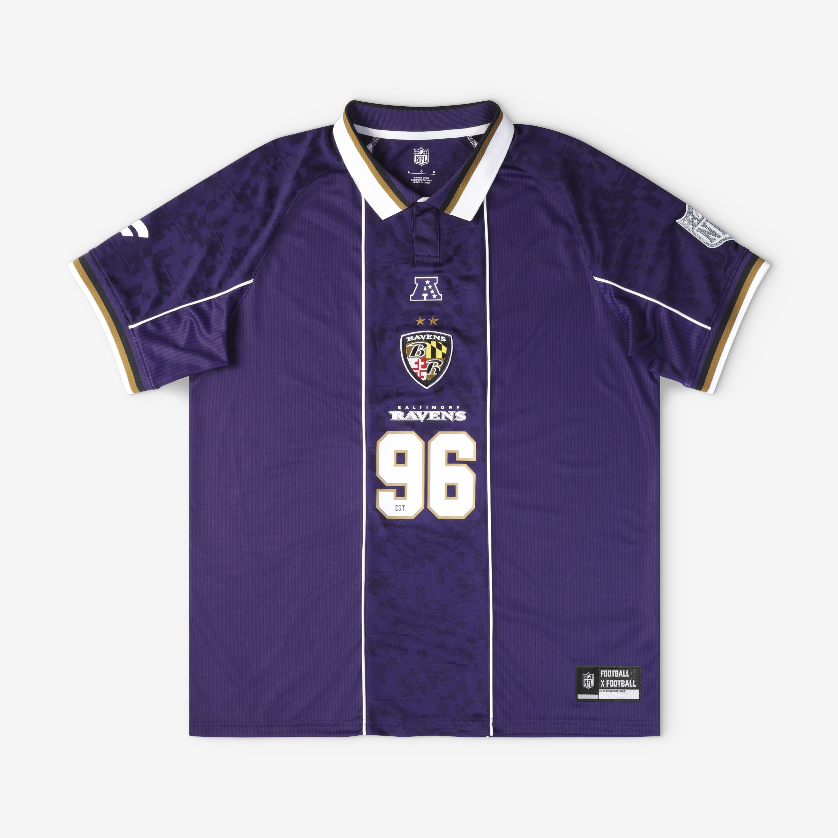 Men's Fanatics Purple Baltimore Ravens Football x Football Collared Fan Top