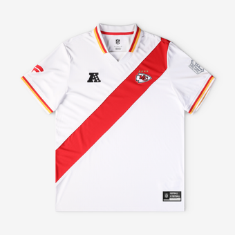 Youth Fanatics White Kansas City Chiefs Football x Football Collared Fan Top