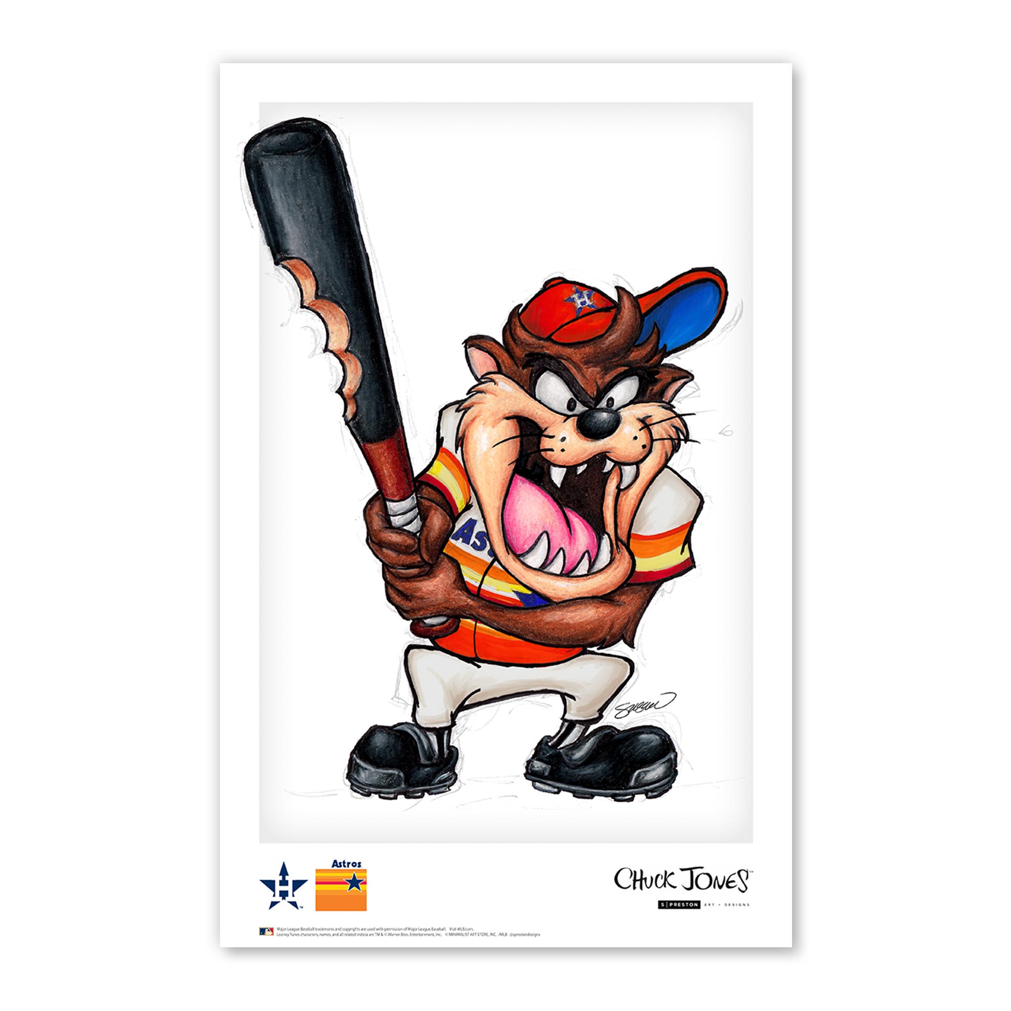 Tasmanian Devil Houston Astros 11" x 17" Poster Print