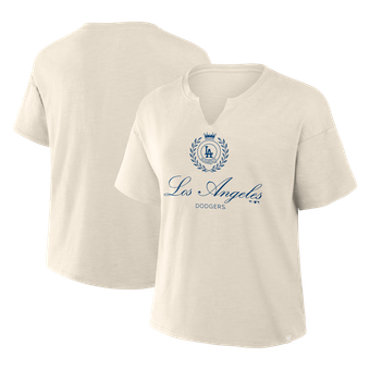 Women's Fanatics  Cream Los Angeles Dodgers Legacy Stadium Slub Notch Neck T-Shirt