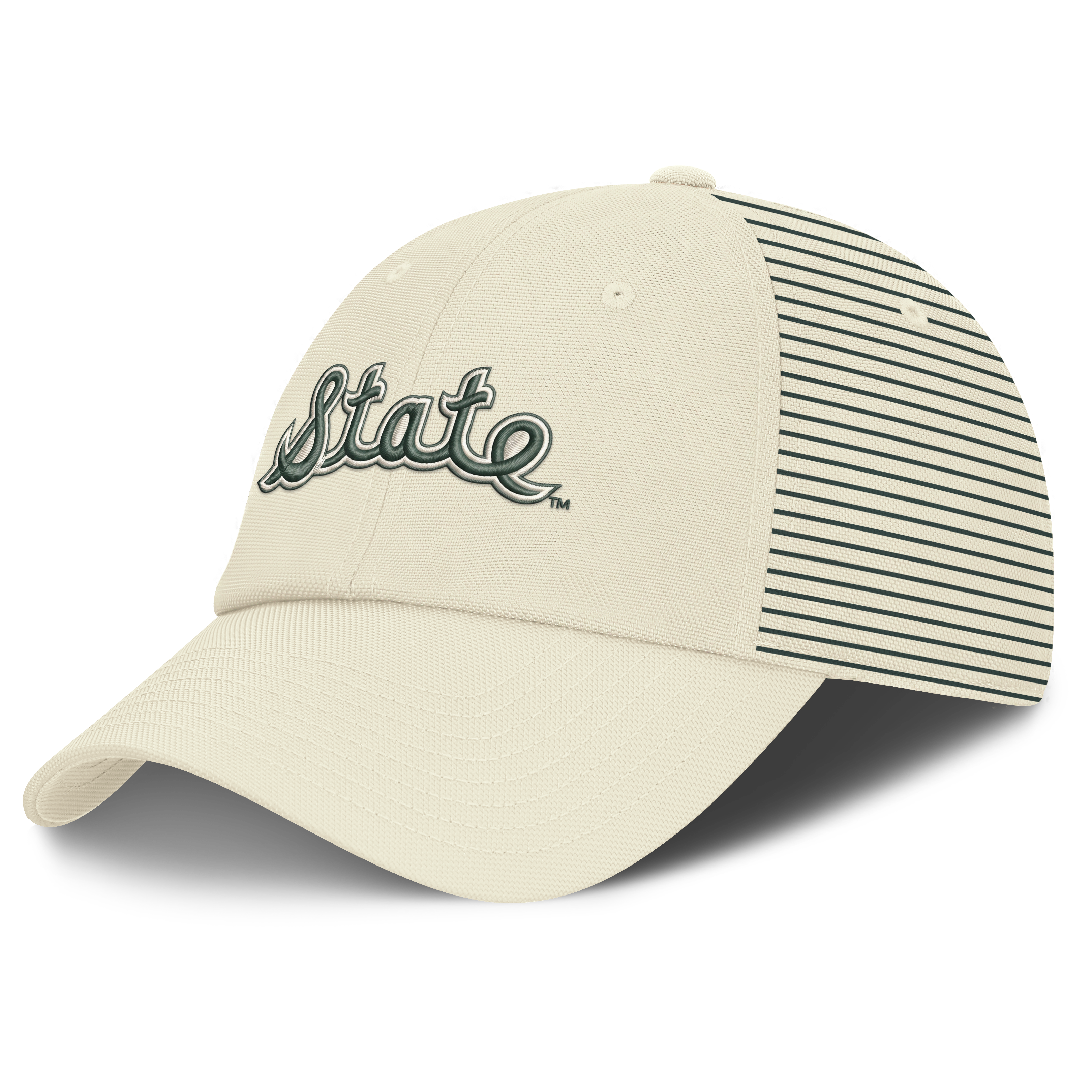 Men's Nike White Michigan State Spartans Vault Logo Striped Club Adjustable Hat