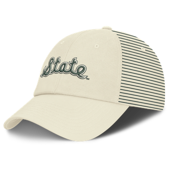 Men's Nike White Michigan State Spartans Vault Logo Striped Club Adjustable Hat