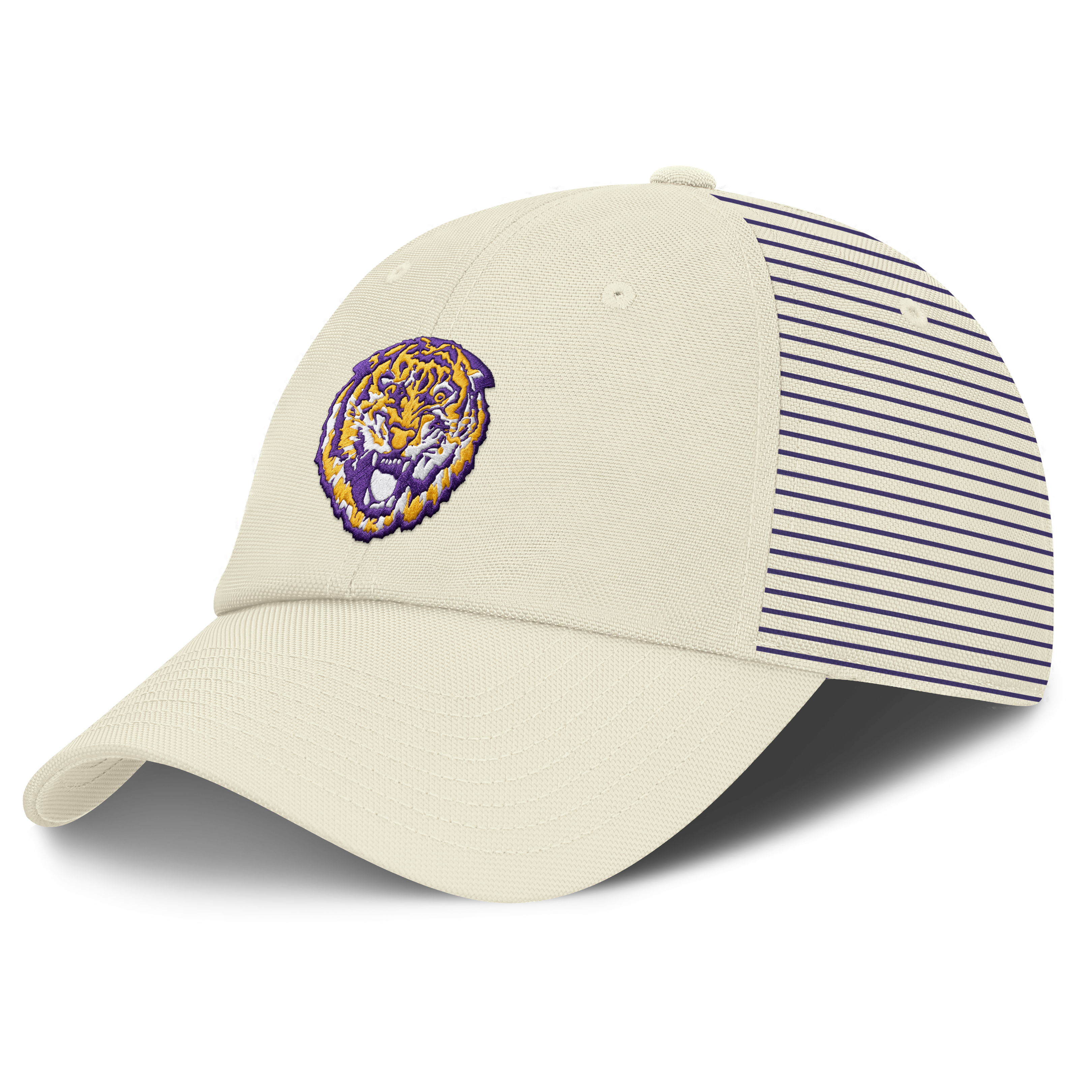 Men's Nike White LSU Tigers Vault Logo Striped Club Adjustable Hat