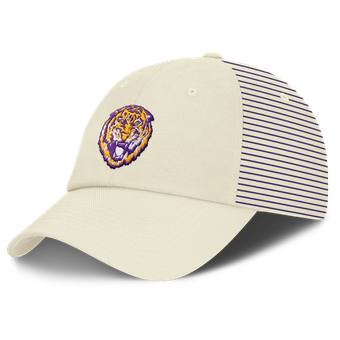 Men's Nike White LSU Tigers Vault Logo Striped Club Dri-FIT Adjustable Hat