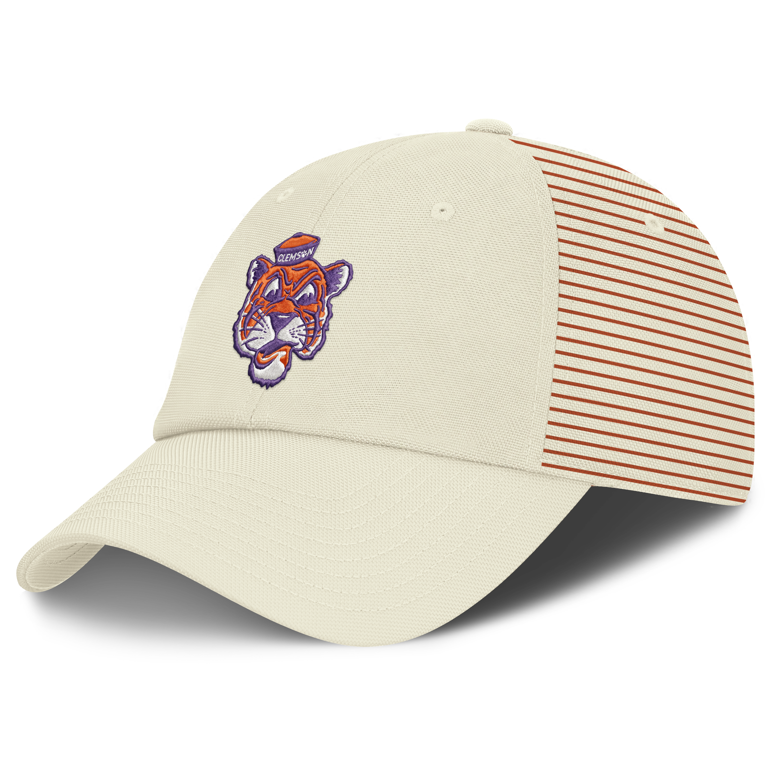 Men's Nike White Clemson Tigers Vault Logo Striped Club Adjustable Hat