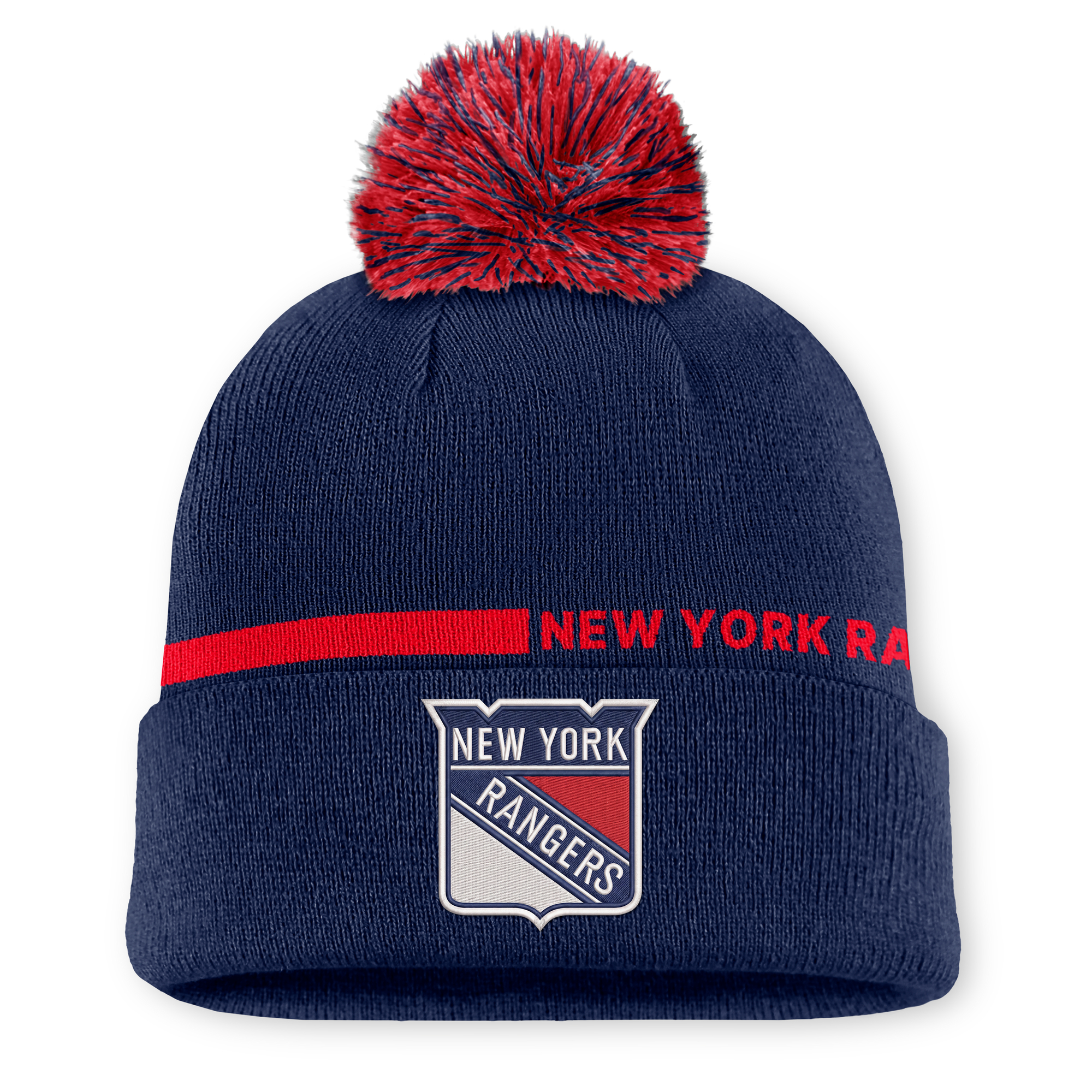 Men's Fanatics Navy New York Rangers Authentic Pro Alternate Cuffed Knit Hat with Pom
