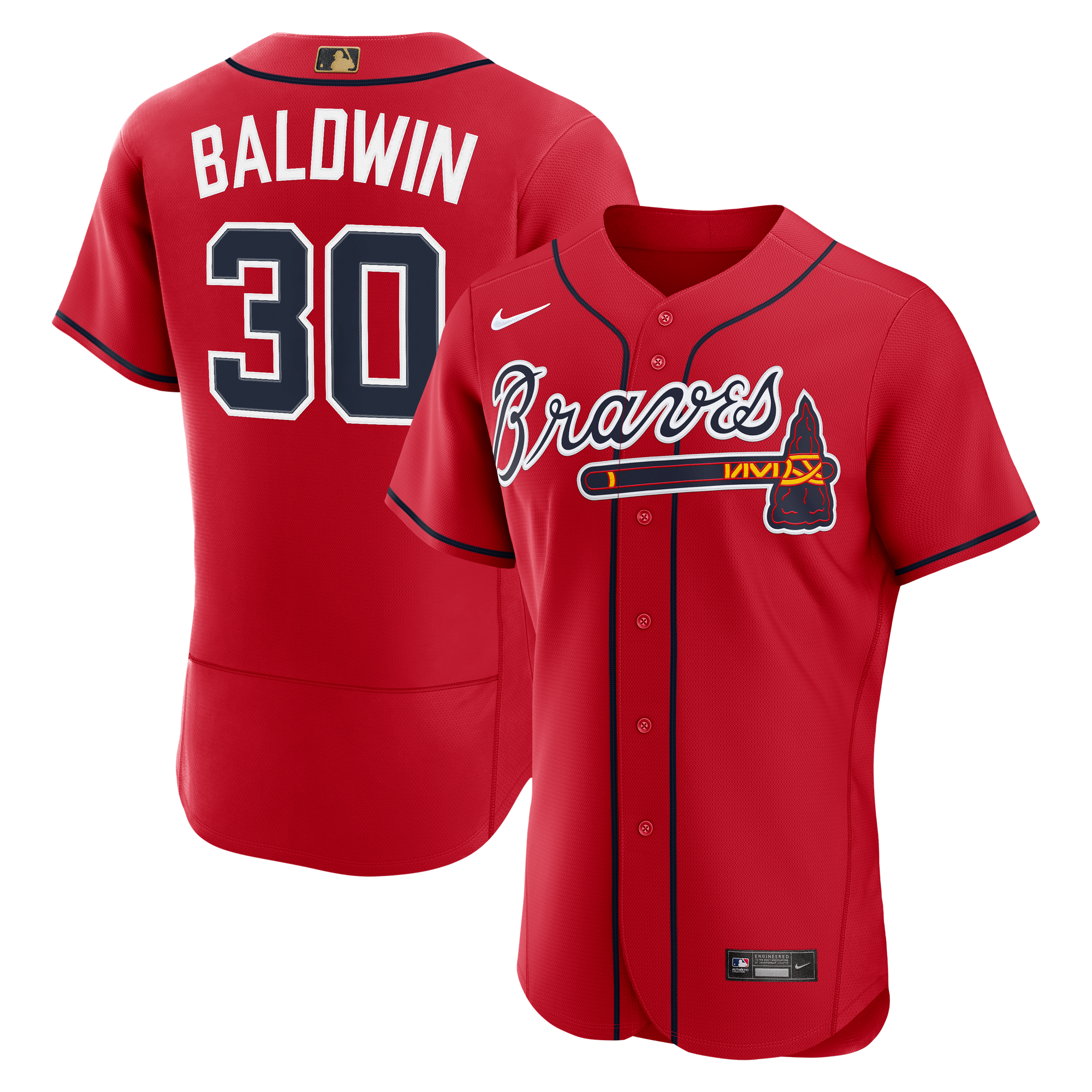 Maglia autentica da uomo Nike Drake Baldwin rossa degli Atlanta Braves, premiata con la MLB.