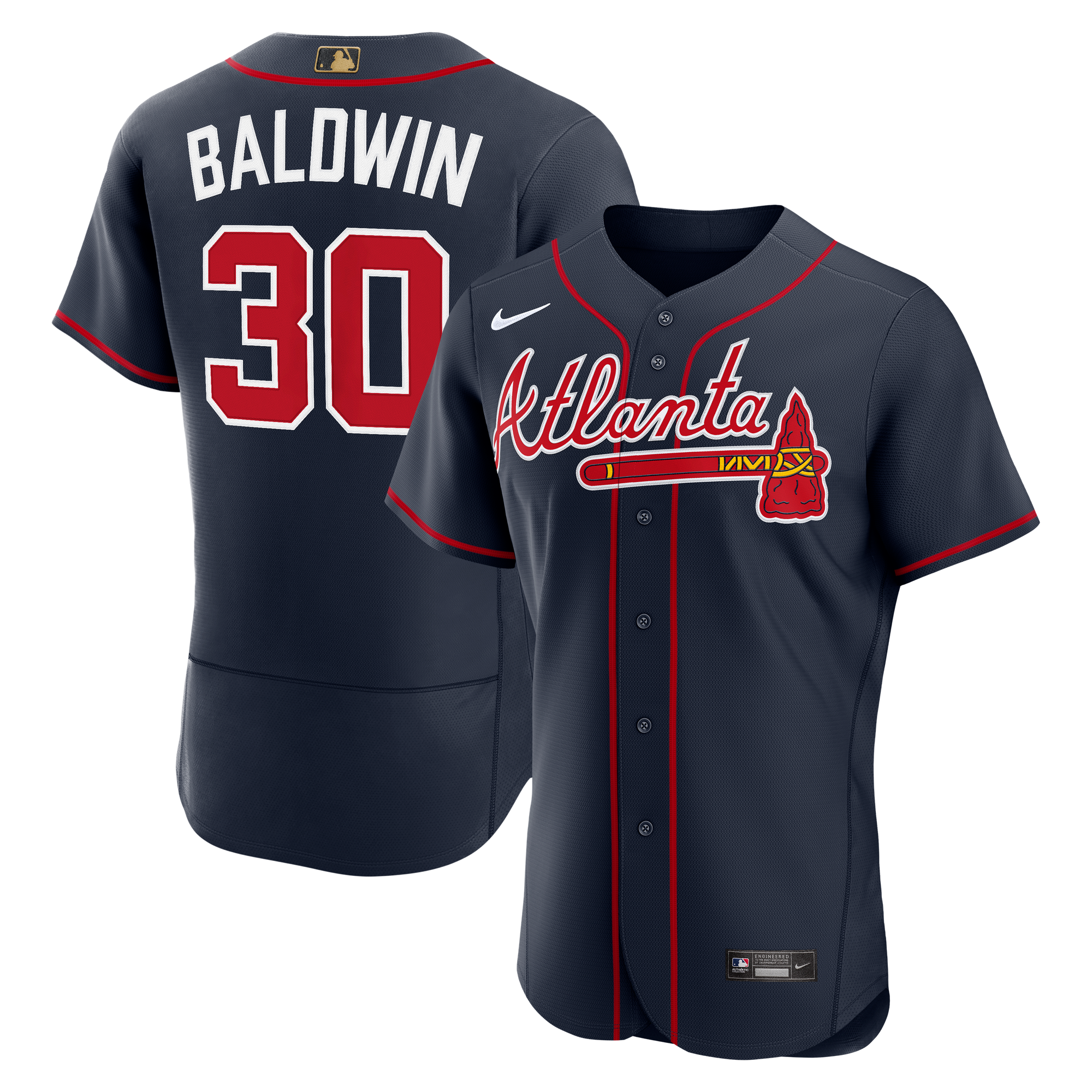 Maglia autentica da uomo Nike Drake Baldwin blu navy degli Atlanta Braves, edizione alternativa MLB Awards.