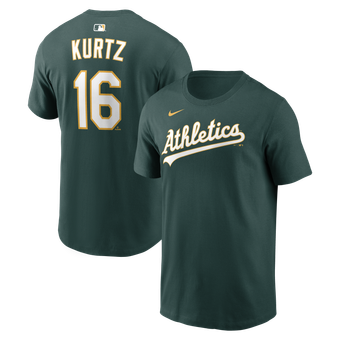 Men's Nike Nick Kurtz Green Athletics Name & Number T-Shirt