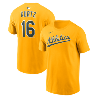Men's Nike Nick Kurtz Gold Athletics Home Name & Number T-Shirt