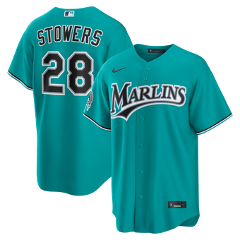 Men's Nike Kyle Stowers Teal Miami Marlins Alternate Stadium Jersey